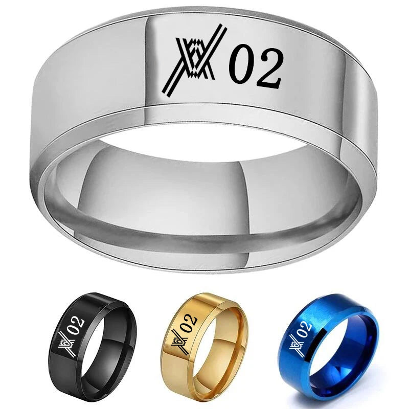Anillo de Acero Inoxidable con Grabado de Anime Darling in the Franxx, Personalizado para Hombres y Mujeres, Unisex, Regalo de Joyería