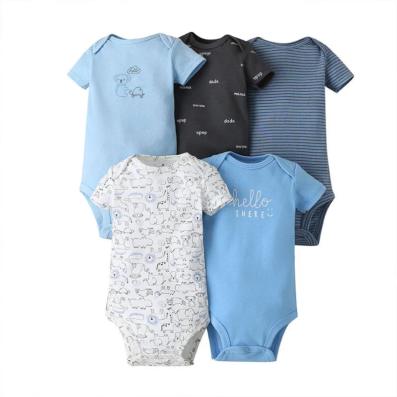 5 unids/lote de monos para bebé, ropa de verano, moda de algodón con estampado Floral, ropa para bebé recién nacido, niña y niño, mono bonito, trajes infantiles