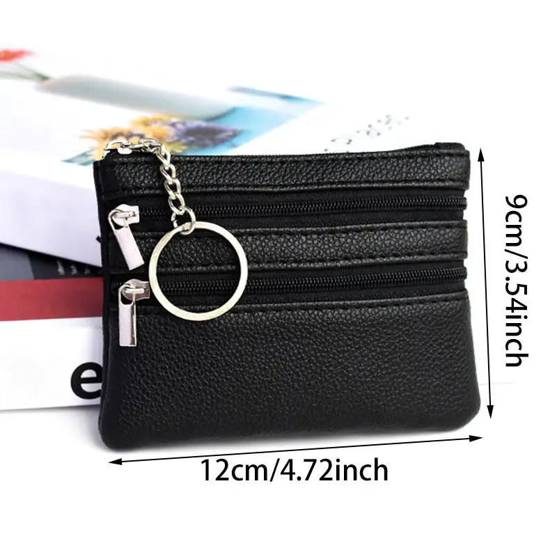 Monedero de Cuero PU 2025 Nuevo con Llavero, Monedero Impermeable con Cremallera, Resistente al Desgaste, Tarjetero para Hombre