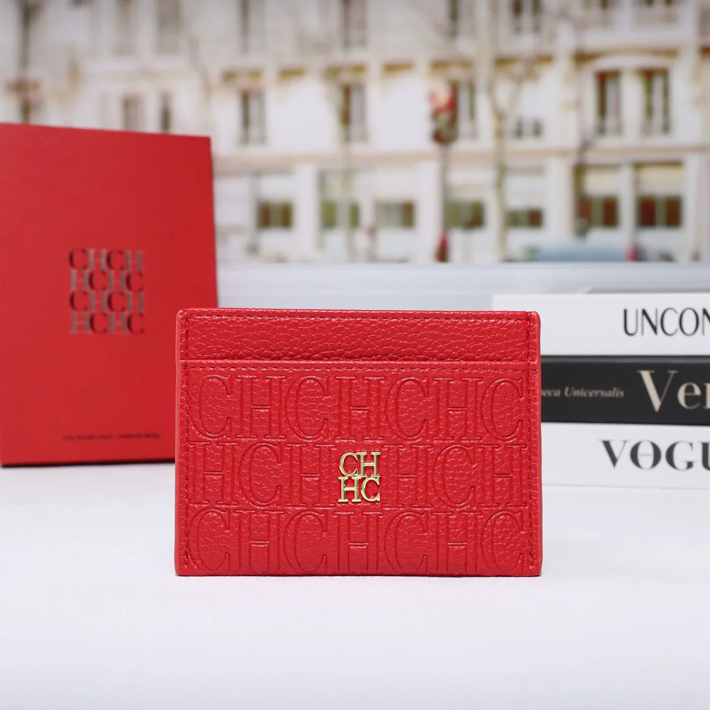Cartera Clásica de Moda para Hombre y Mujer, Diseño de Letras con Textura Genuina, Clip para Tarjetas, Empaque Simple CH