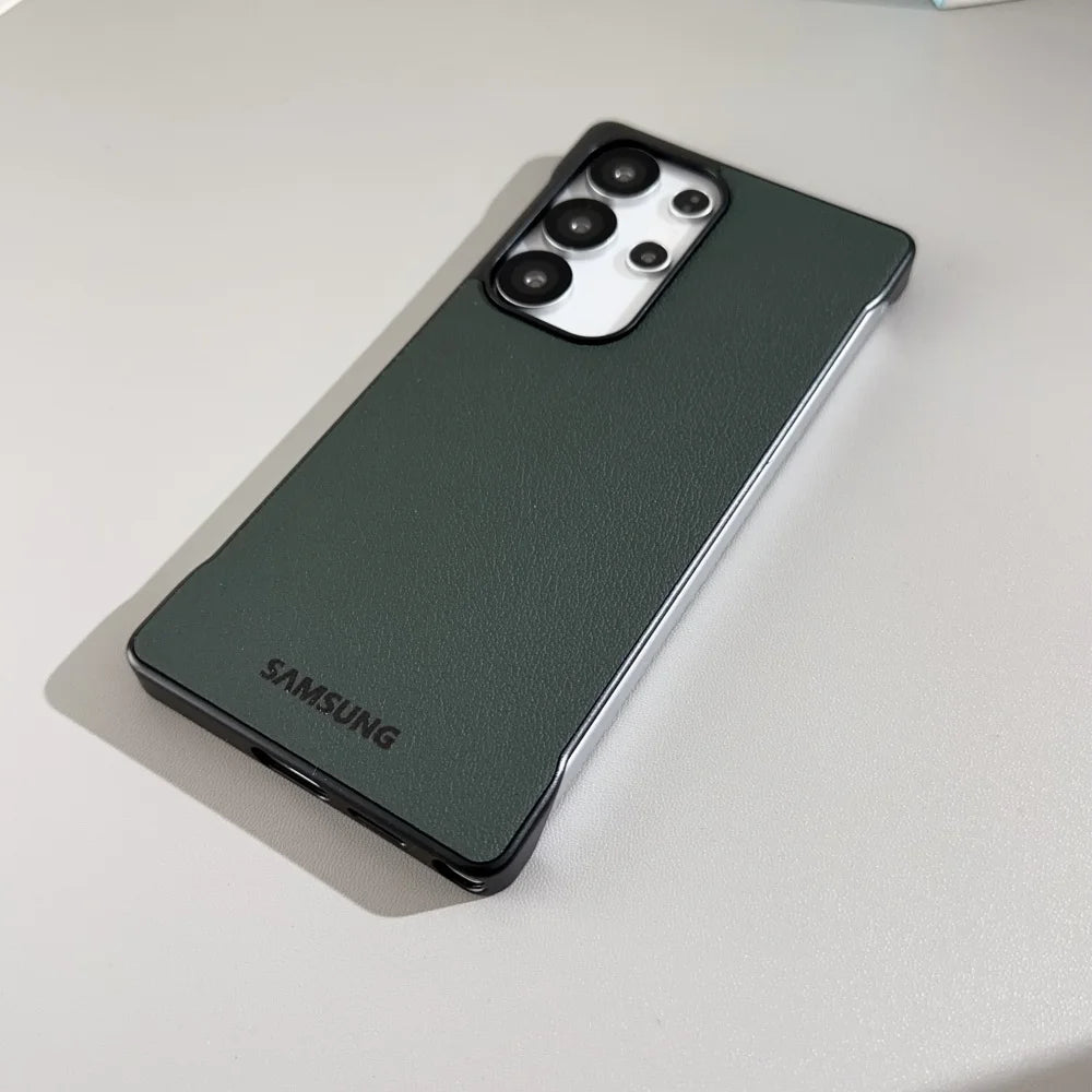 Funda de teléfono con textura de cuero de negocios ultrafina sin marco Samsung Galaxy S25 Ultra S24 Plus S25 Edge mate cubierta suave a prueba de golpes