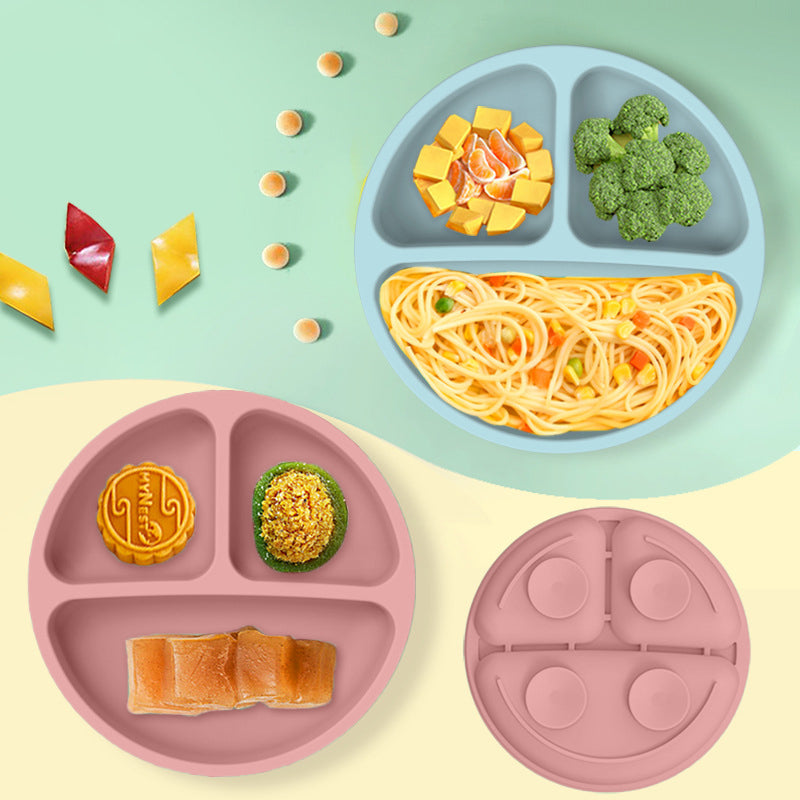 Juego de alimentación de bebé de silicona sin BPA, cuenco con ventosa, plato de comedor, taza de paja, cuchara, tenedores para niños, vajilla para bebés, platos para niños