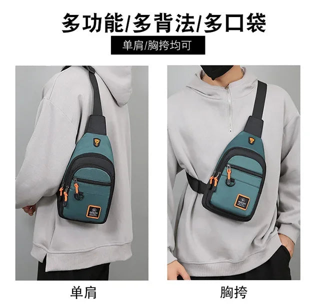 Riñoneras informales con estilo para hombre, bolso de pecho para hombre, bolso de pecho a la moda, bolso de hombro tipo bandolera de tela Oxford ligero