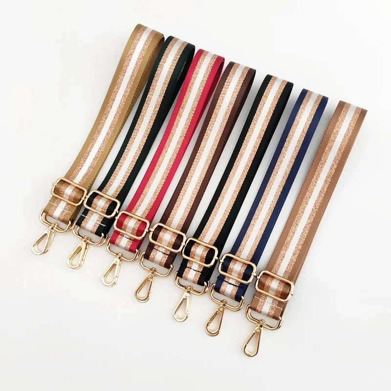 Correa de Hombro Universal para Bolso con Rayas, Correa de Repuesto Ajustable para Llevar Cruzado con Cierre Metálico, Accesorios Multicolor para Bolsos