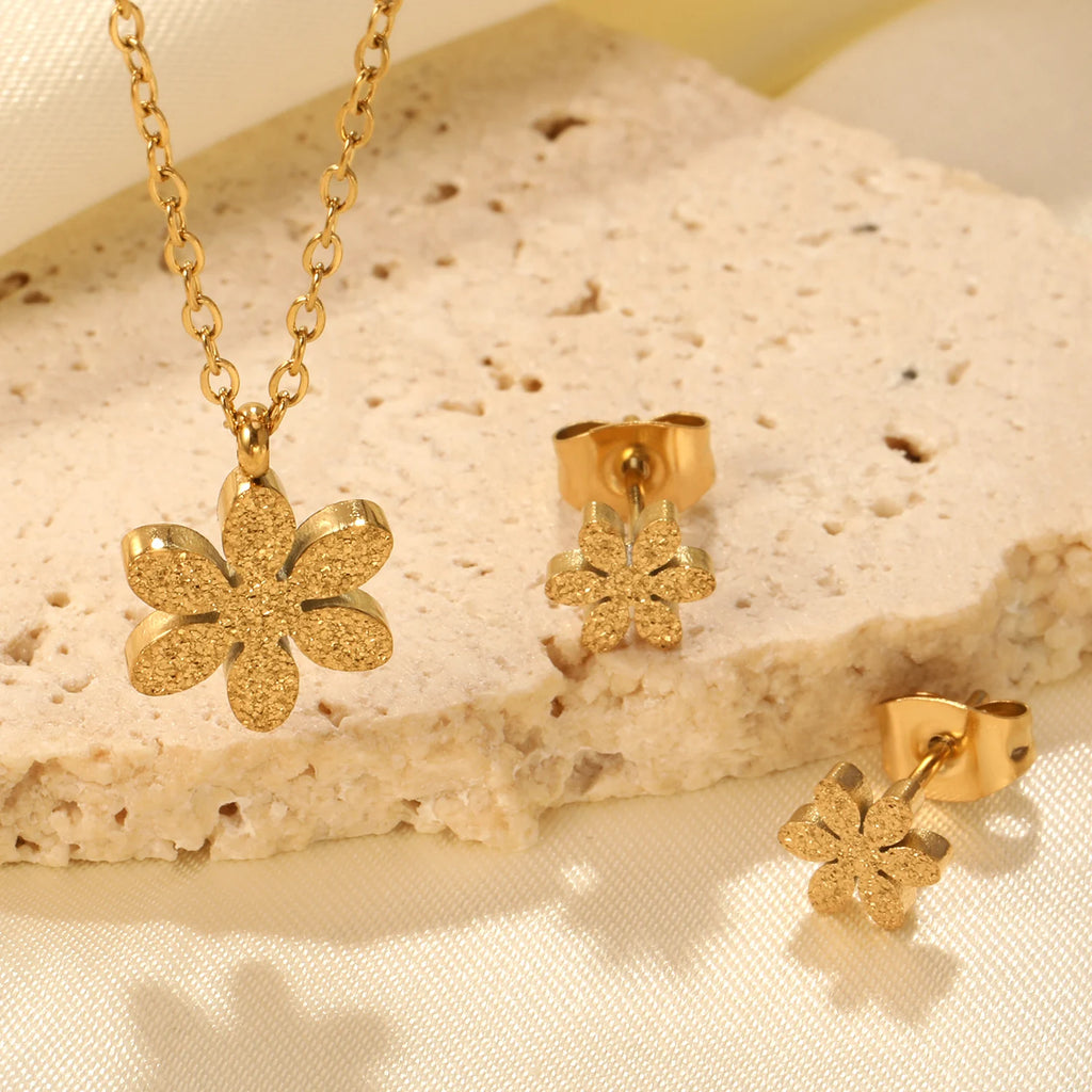 ASONSTEEL-collar con colgante de circonia y flor de corazón brillante para mujer, conjuntos de joyería de acero inoxidable, regalos delicados para uso diario