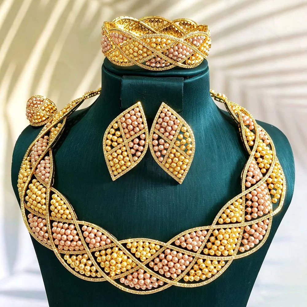 Conjunto de joyería africana de 4 piezas para mujer, para fiesta de boda, circonia cúbica, moderno, romántico, Missvikki, lujo, Dubái, nupcial