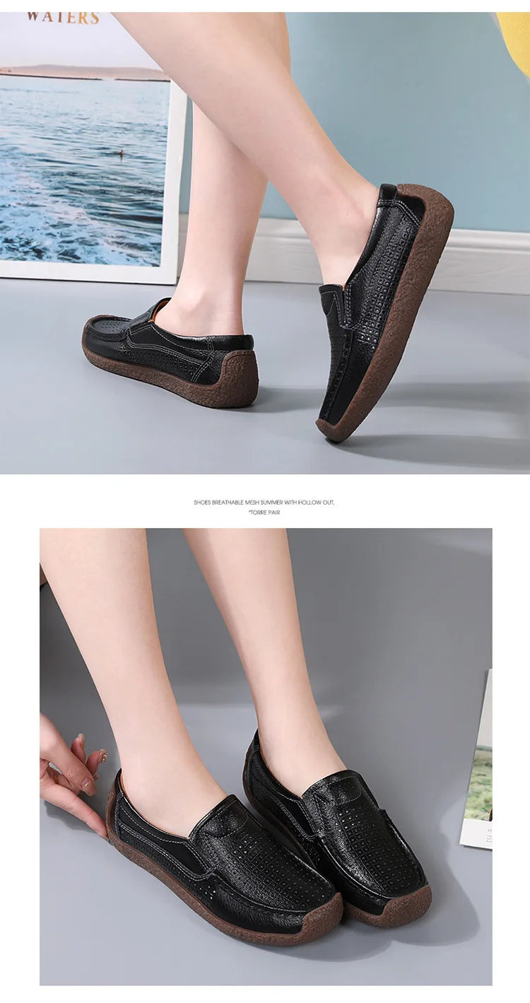 Zapatos informales De cuero genuino para Mujer, zapatillas De ocio, mocasines sin cordones De marca De lujo para Mujer, mocasines suaves para Mujer, Zapatos De Mujer