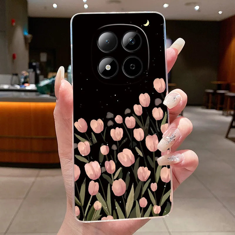Funda para Teléfono Xiaomi Redmi Note 15 Pro 4G, Carcasa Protectora con Diseño de Lazo de Mariposa, Transparente, de Silicona TPU Suave