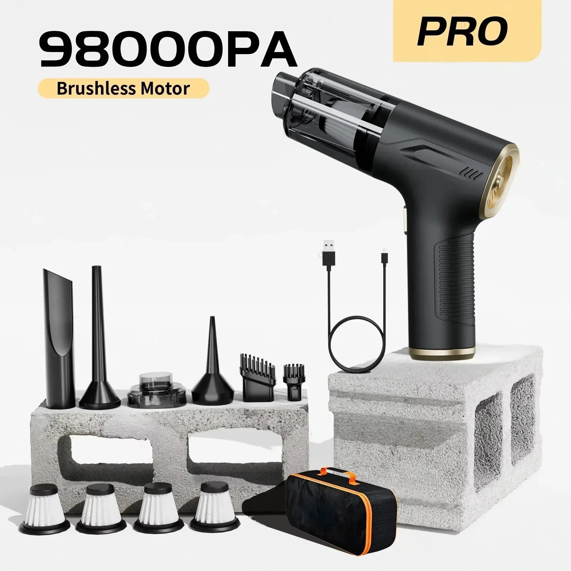 CENRR 98000PA Mini aspiradora de coche inalámbrico potente limpiador de coche inalámbrico aspiradora portátil de mano pistola de aire