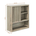 Armario de pared de roble original para baño, dormitorio, cocina, con puerta corredera, 3 niveles, estante flotante de madera montado en la pared