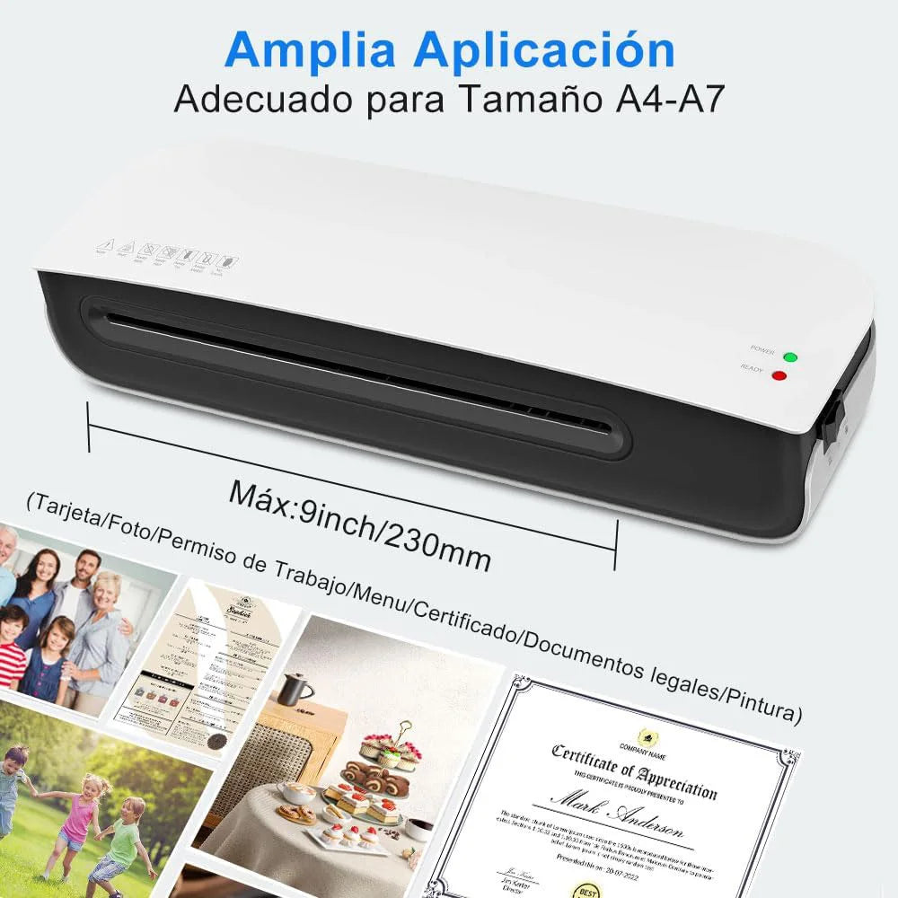 A4 Laminadora Enmicadora Térmica, Laminadora Termica 4 en 1 con 300 Hojas Laminadoras, Cortador de Papel y Esquinas Redondas para Hogar, Escuela y Oficina,áquina Laminadora