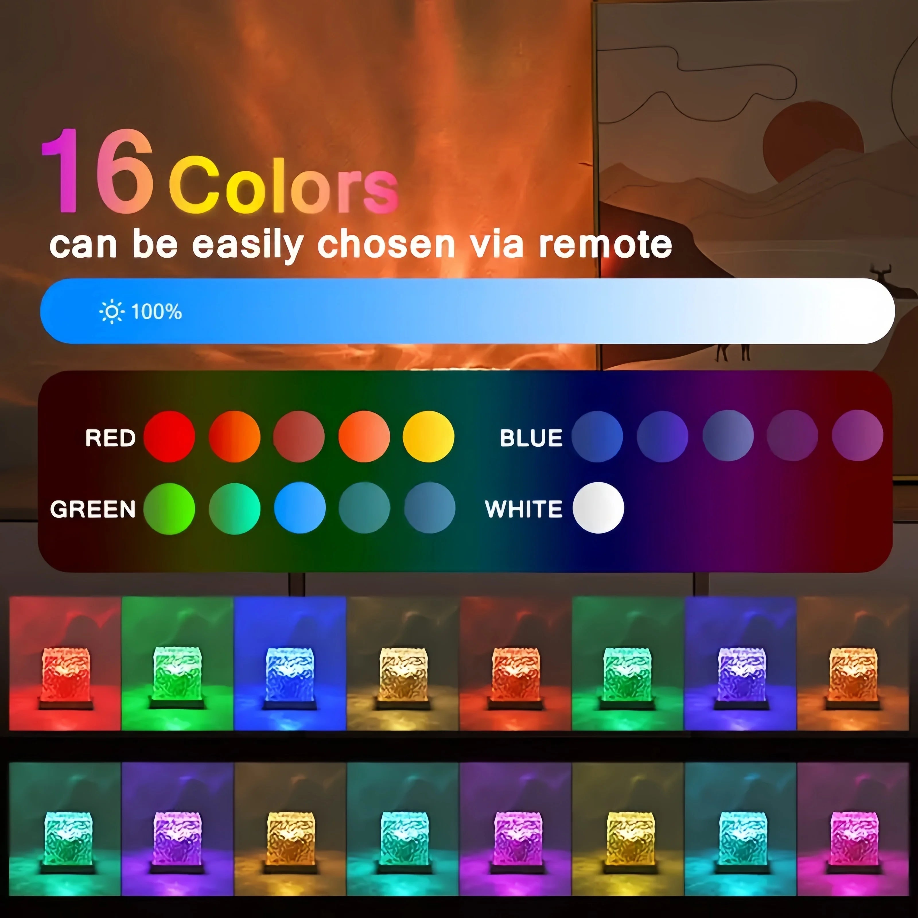 Proyector de luz Ocean Wave Aurora, luz USB remota RGB con ondas de agua, 16 colores, luz nocturna para el hogar, oficina, Bar, sala de estar, luz ambiental