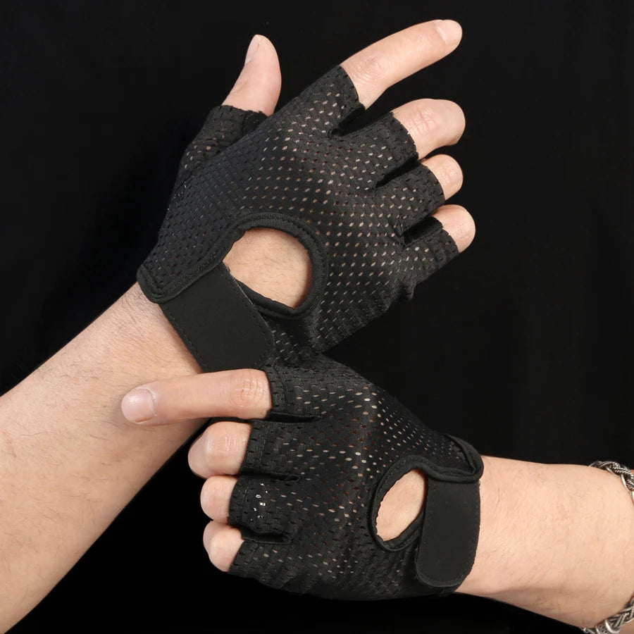 Guantes de levantamiento de pesas Protección completa de la palma, guantes de entrenamiento para gimnasio, ciclismo, ejercicio, transpirables, súper livianos para hombres y