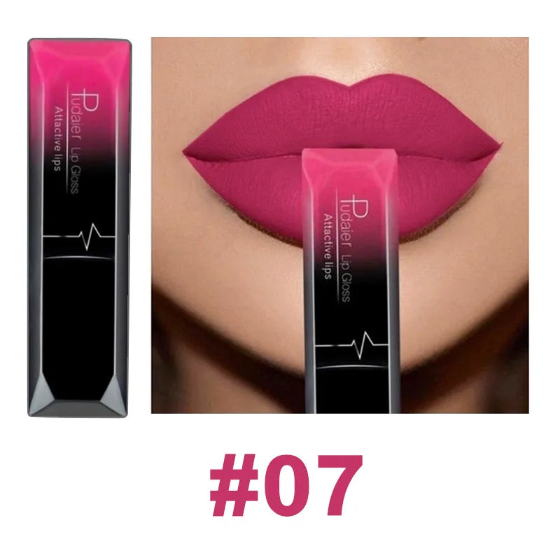 Lápiz labial líquido mate resistente al agua brillo de labios de larga duración tinte Sexy rojo desnudo púrpura lápices labiales metálicos cosméticos de maquillaje