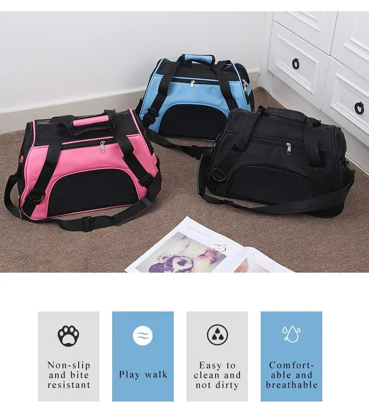 Bolsas de transporte para gatos, bolsa de transporte portátil para perros, bolsas de transporte transpirables de malla para perros pequeños, bolso plegable para gatos, bolsa de viaje para mascotas, bolsa de transporte