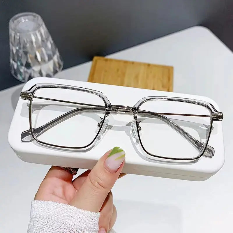 Gafas de lectura cuadradas a la moda para hombres y mujeres, gafas para presbicia con marco de Metal antiluz azul, gafas antifatiga para ordenador de 0 a + 4,0