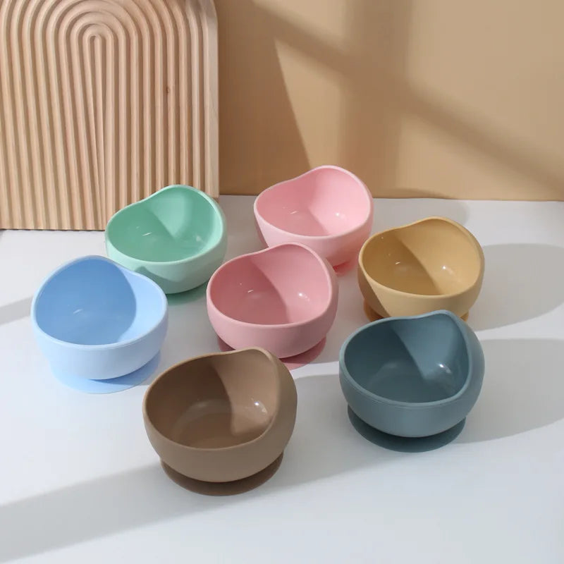 Plato de Silicona de Grado Alimenticio con Succión para Bebés, Plato Antideslizante para Alimentación, Vajilla Apta para Microondas para Bebés