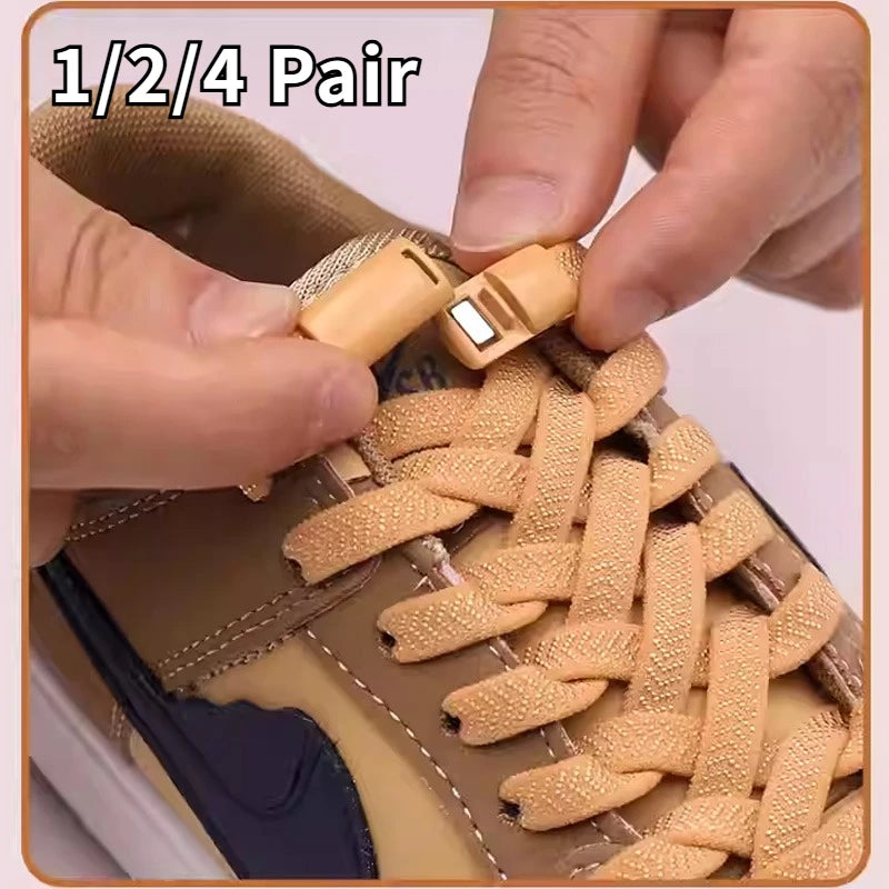 Cordones Elásticos para Zapatillas, Cordones Planos de Algodón, Cordones con Hebilla Magnética Mejorada, Cordones sin Atar para Niños y Adultos