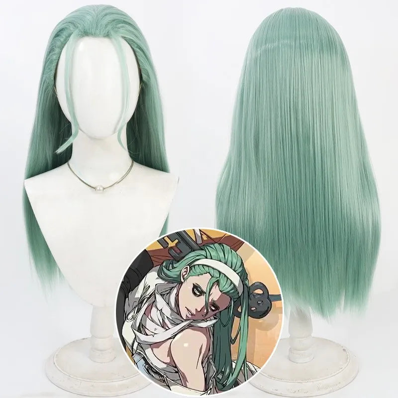 Guilty Gear Strive A.B.A ABA Peluca de cosplay verde Disfraz Pelucas de fiesta de anime + gorro de peluca