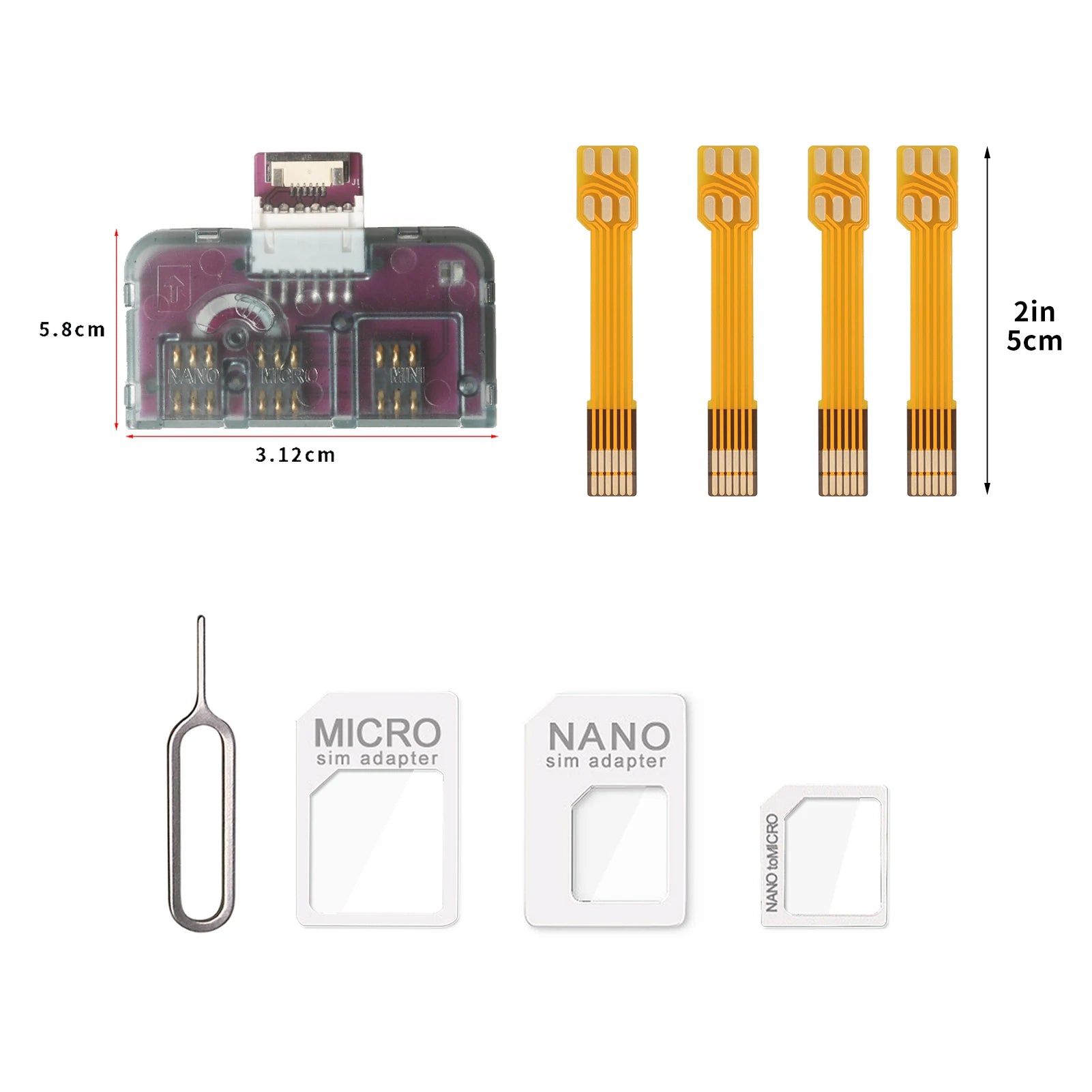 Herramienta de activación de tarjetas IC para teléfono TPC 4 en 1, adaptador de extensión de tarjeta universal, convertidor de tarjeta Micro SIM para iPhone y Android.