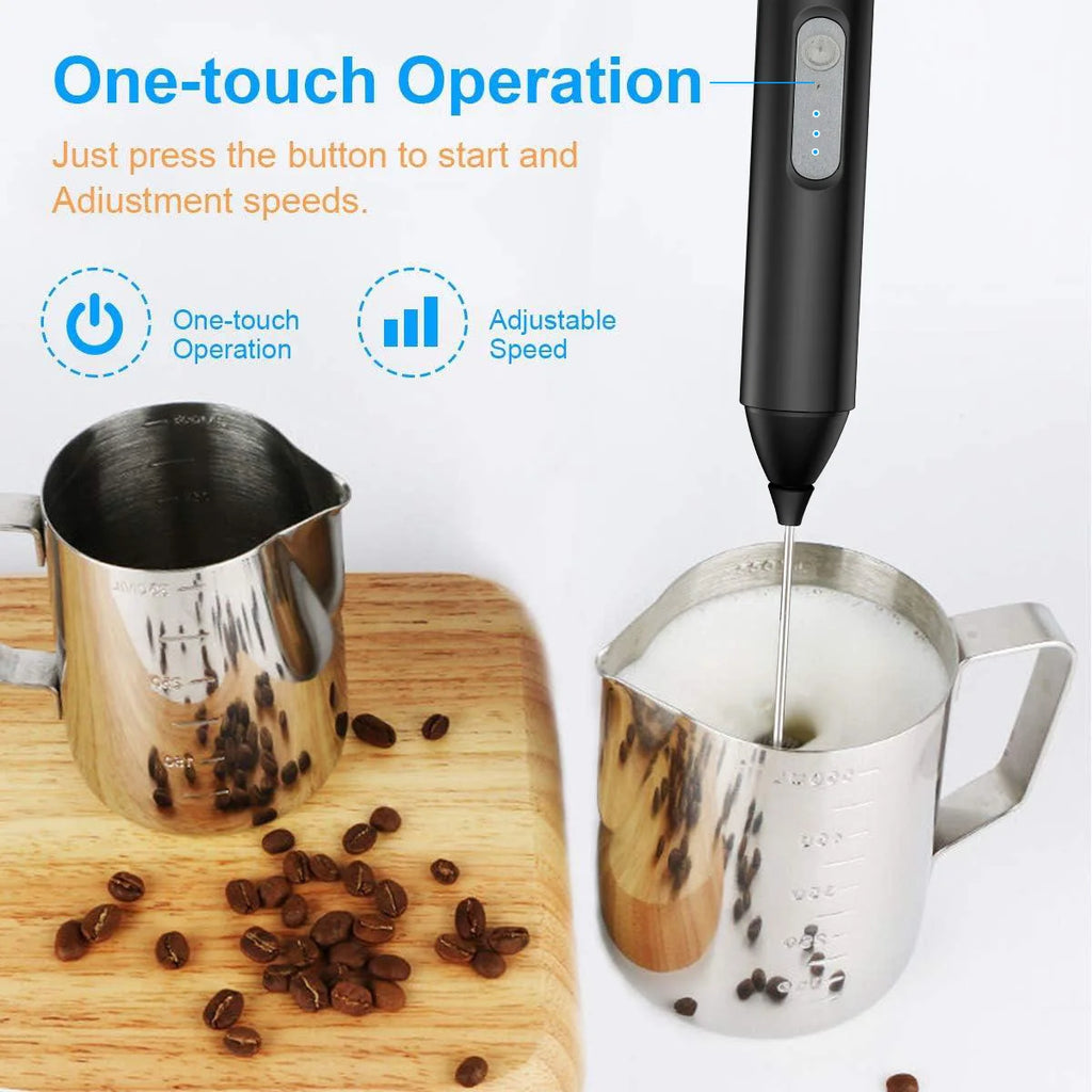 MINI Espumador de leche recargable por USB, máquina de espuma de 3 velocidades, batidor de café, mezclador con mango eléctrico, batidor de huevos