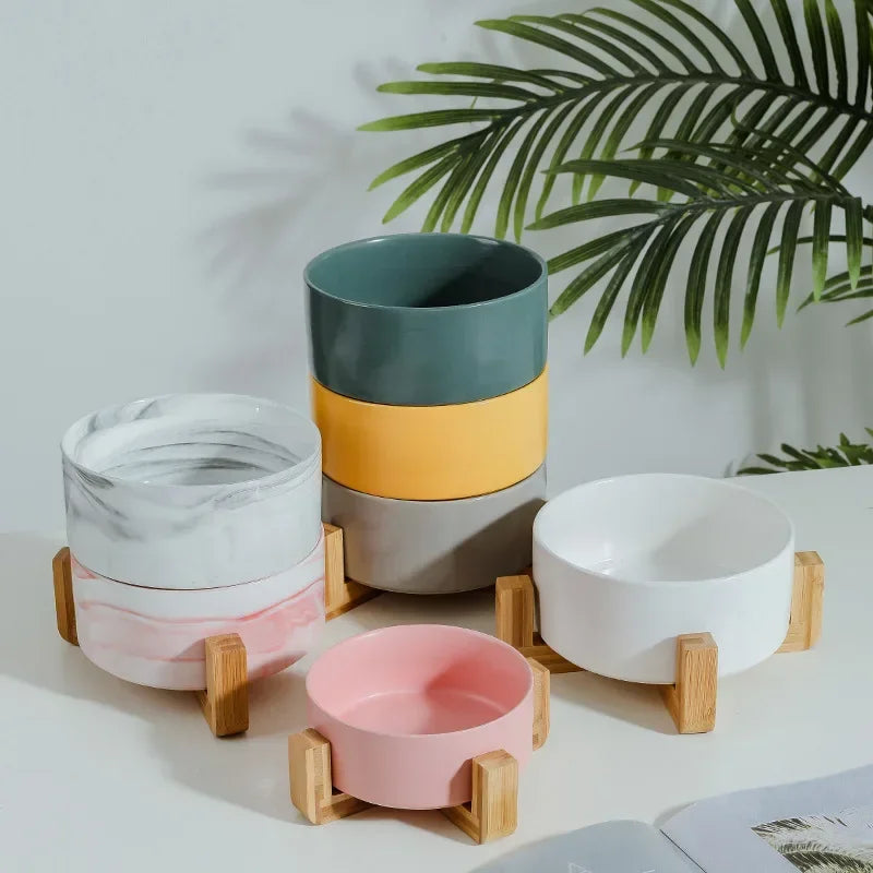 Cuenco doble de cerámica para gatos, cuenco para perros de 400ML, cuenco de agua para alimentación de mascotas, alimentador para cachorros y gatos, suministros de productos, cuencos de agua para alimentos