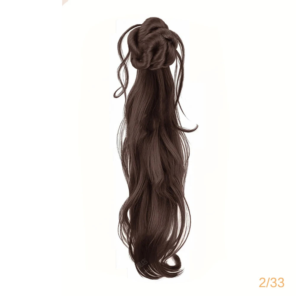 Pinza para el pelo de 20 pulgadas, estilo chino, para moño o cola de caballo, de pelo sintético resistente al calor, accesorios retro para el cabello para mujer, para uso diario y fiestas.