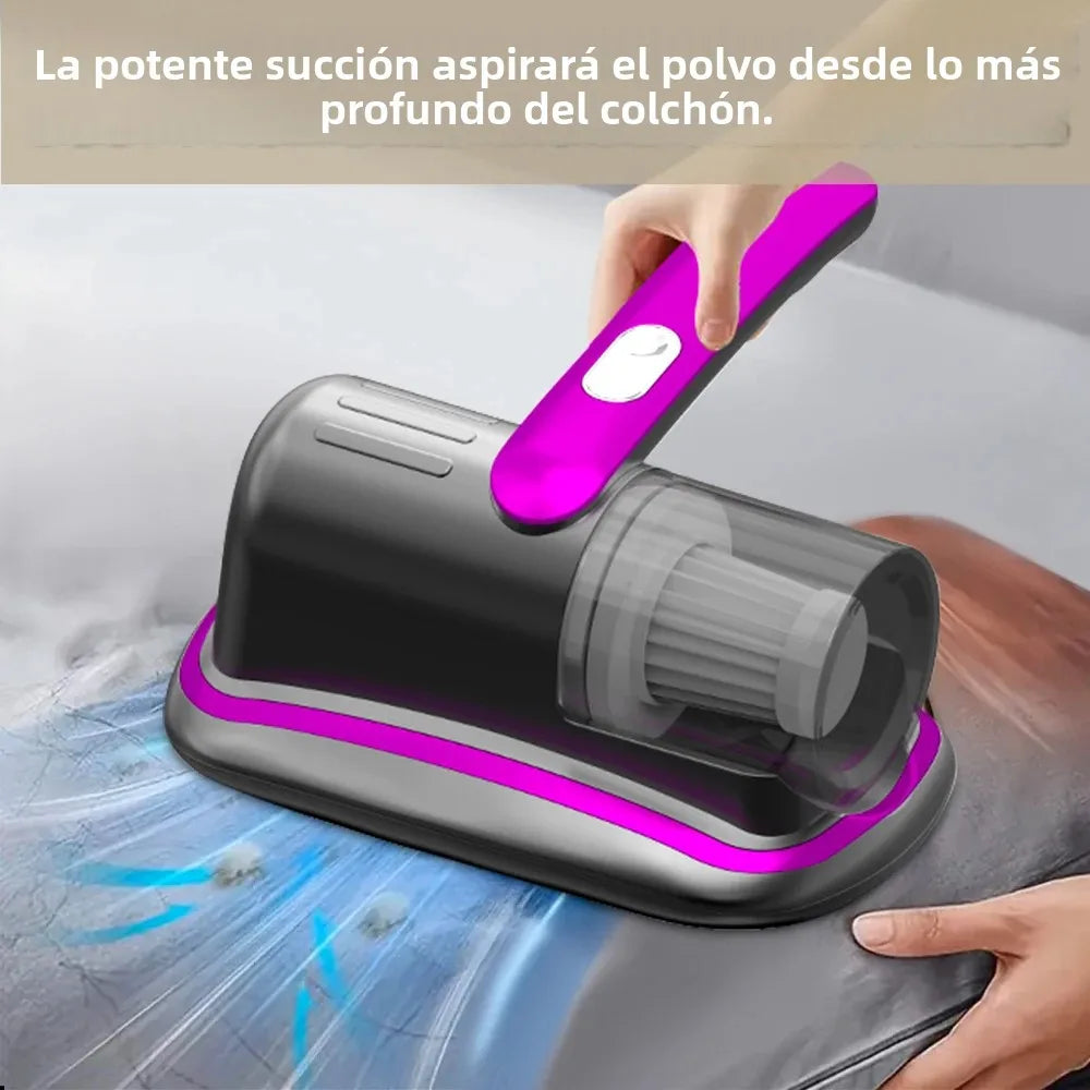 Aspirador de colchón de mano inalámbrico con filtro HEPA de luz UV-C y vibración ultrasónica 12KPa para cama, sofá, asiento de coche y alfombra