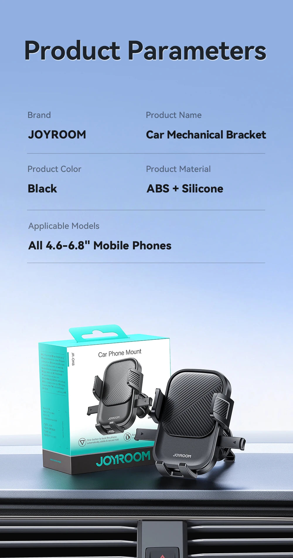 Joyroom Soporte para teléfono para automóvil 360 °   Soporte para teléfono con rotación de ventilación de aire para coche, soporte Universal para teléfono móvil manos libres para teléfonos de 4,7-6,9 pulgadas