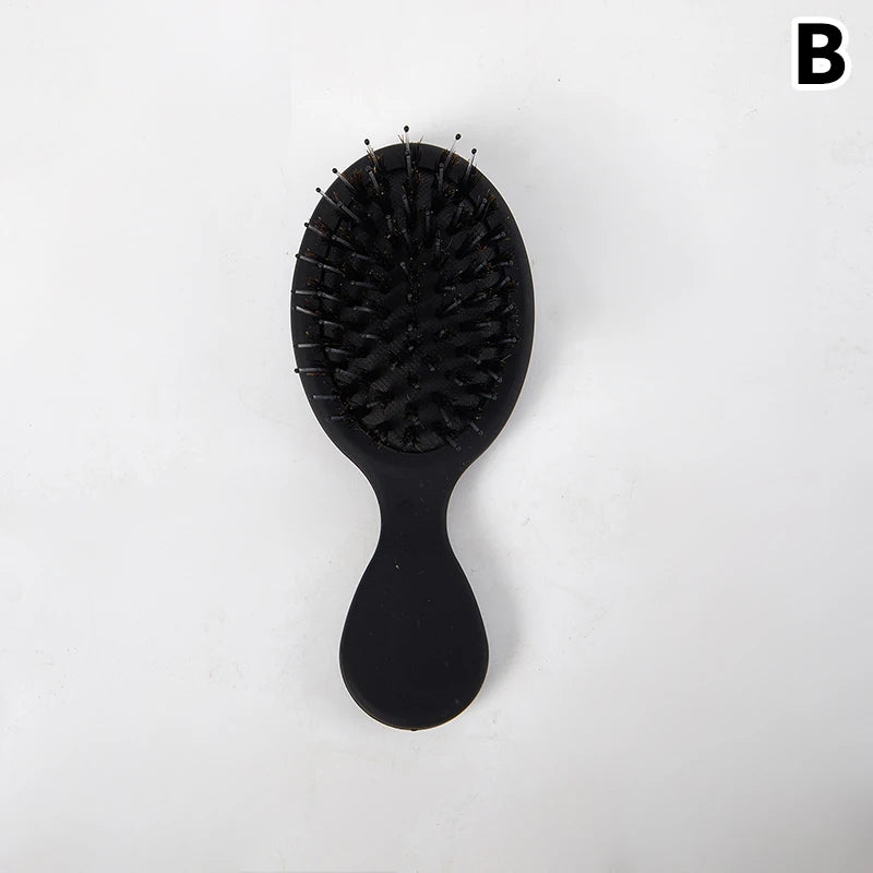 Mini cepillo ovalado portátil de cerdas de jabalí, peine de masaje para el cuero cabelludo, herramienta de peinado para el cuidado del cabello, 1 piezas