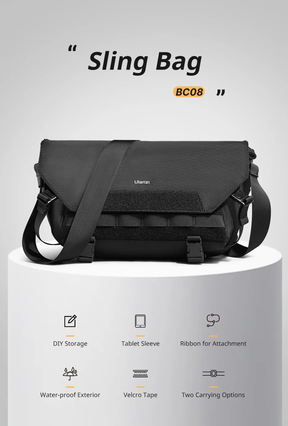 Ulanzi-Bolso de hombro BC08 para fotografía, bolsa impermeable para trípode, cámara sin Espejo, Smartphone, tableta