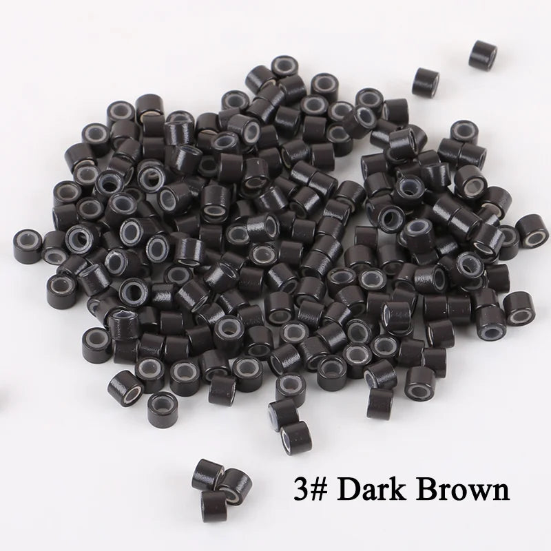 10.000 unids/bolsa extensiones de cabello Micro anillos cuentas enlaces 4,0*2,0*3,0mm cuentas forradas de silicona para herramientas de extensiones de cabello humano