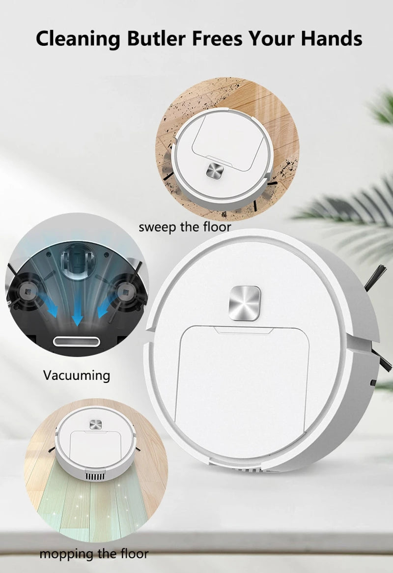 Mini Robot Aspirador Inteligente Silencioso, Máquina de Limpieza Multifunción Tres en Uno, Aspiradora, Trapeador, Cepillo 2025
