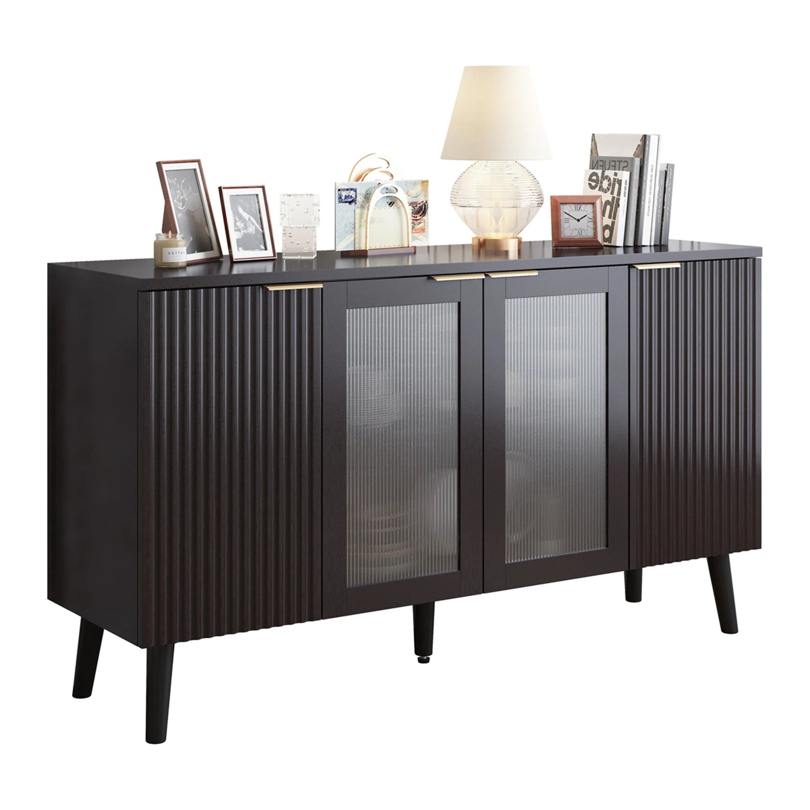 Mueble Grande para Cafetería con Cajones para Almacenamiento de Vino, Aparador Acanalado, Mueble Geométrico para Comedor, Cocina, Hogar, Sala de Estar