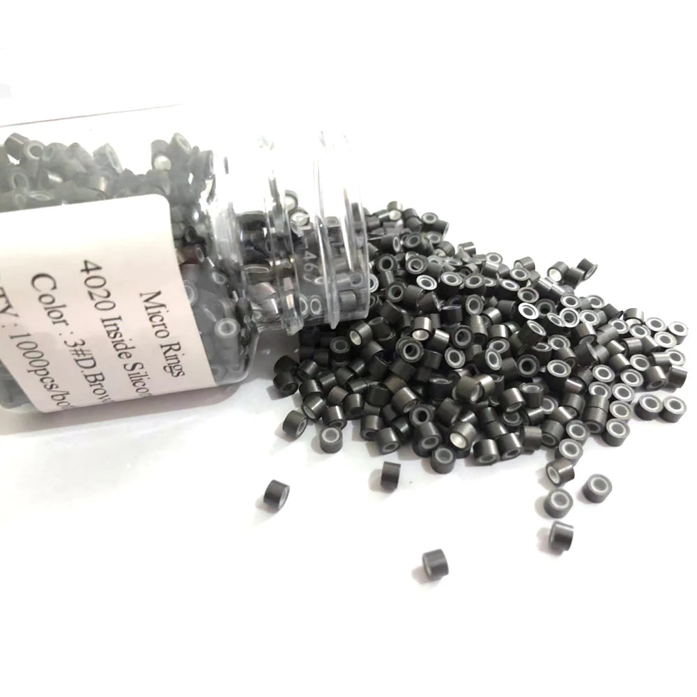 1000 Uds. Micro anillos de 4mm para extensiones de cabello microeslabones para cabello forrado de silicona extensión de cabello accesorios de herramientas de cuentas