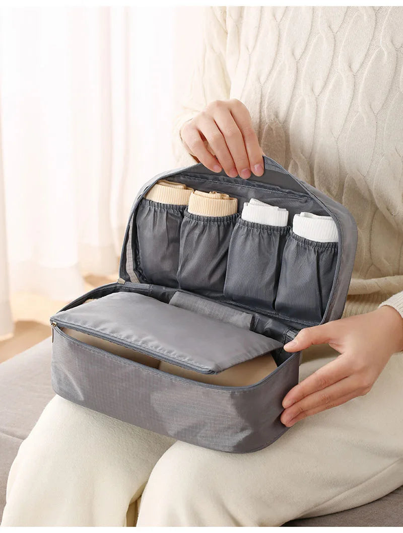 SNUGUG Bolsa de almacenamiento de ropa interior portátil, organizador ligero a prueba de polvo, contenedor de viaje multifuncional, bolsa de almacenamiento de sujetador
