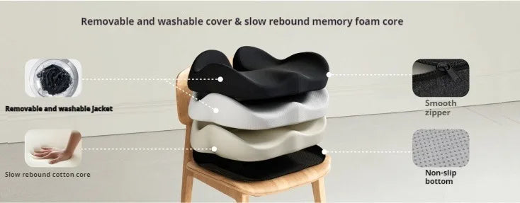 Cojín de asiento ergonómico de espuma viscoelástica gruesa para sillas de oficina: almohadilla para silla resistente con funda extraíble, ideal para la parte inferior de la espalda