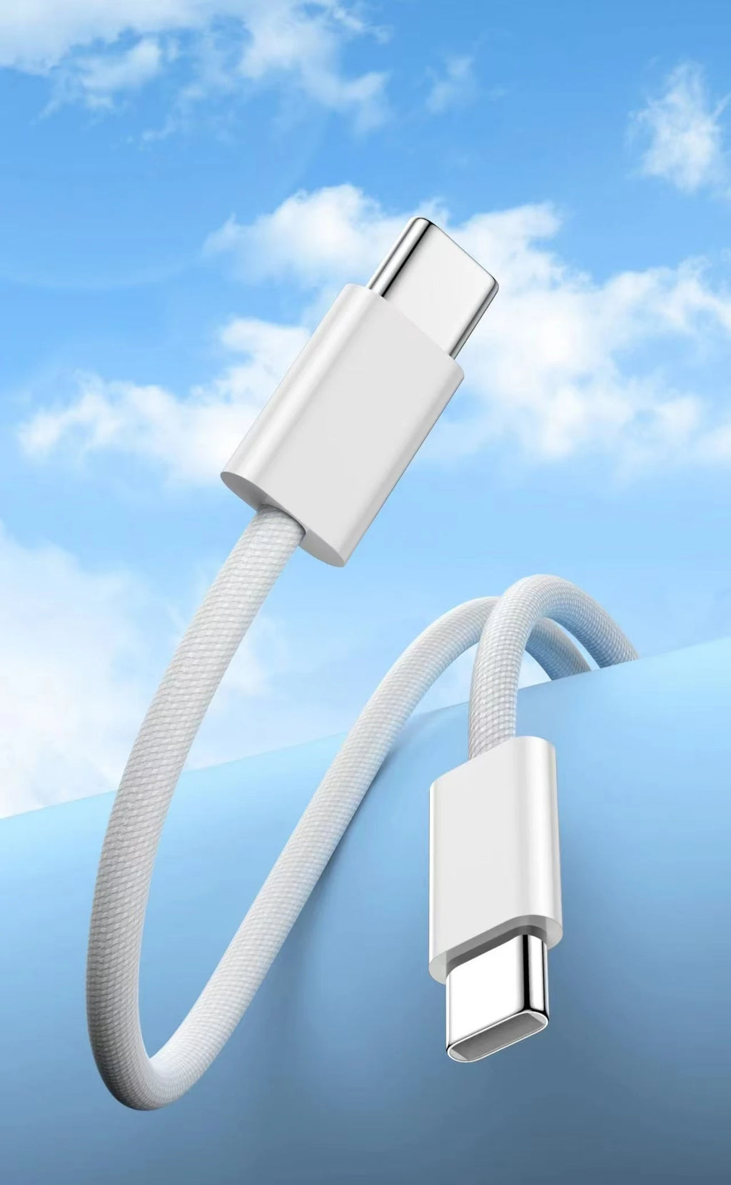 Cable USB C a C de carga rápida blanco, Cable cargador rápido USB tipo C trenzado de nailon de 60W para IPhone15/Samsung/Oppo/Vivo/Redmi A, 1 ud.