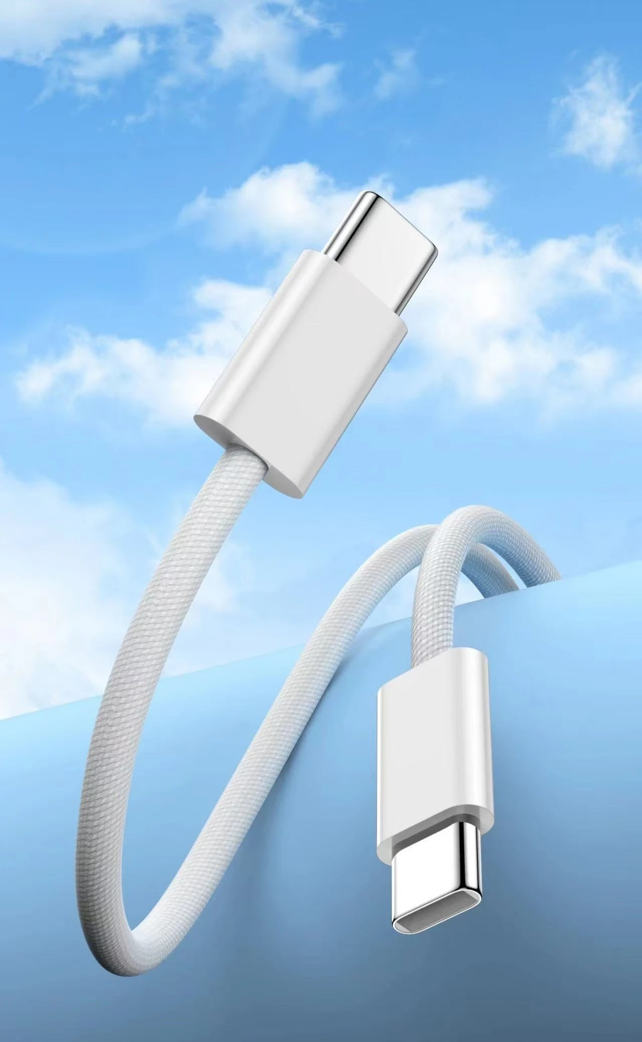 Cable USB C a C de carga rápida blanco, Cable cargador rápido USB tipo C trenzado de nailon de 60W para IPhone15/Samsung/Oppo/Vivo/Redmi A, 1 ud.