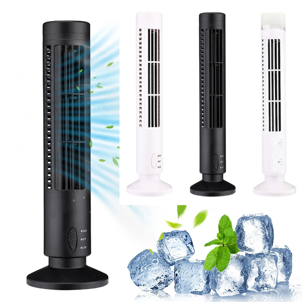 Ventilador de torre LED de 2,5 W, 38CM/33CM, sin hoja, 2 velocidades, ventilador de torre de pie, ventilador de suelo eléctrico portátil para sala de estar, dormitorio y oficina