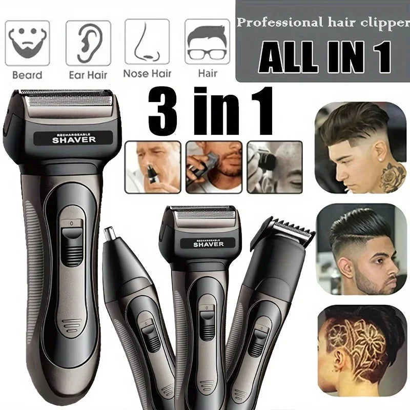 Xiaomi-Afeitadora eléctrica 3 en 1 para hombre, Kit de aseo, recortador de pelo y Barba, máquina de afeitar para cuerpo, nariz y orejas, afeitadora facial recargable