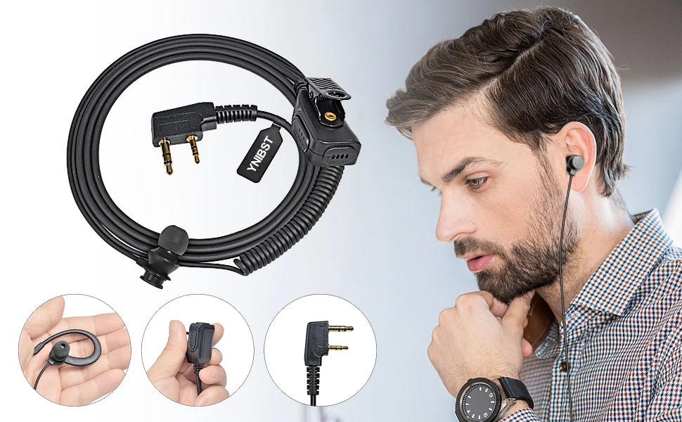 Walkie Talkie Auricular Auricular en forma de G Compatible con Baofeng UV-5R BF-888S UV-82 Kenwood Radio de 2 vías, Auriculares con micrófono PTT en línea