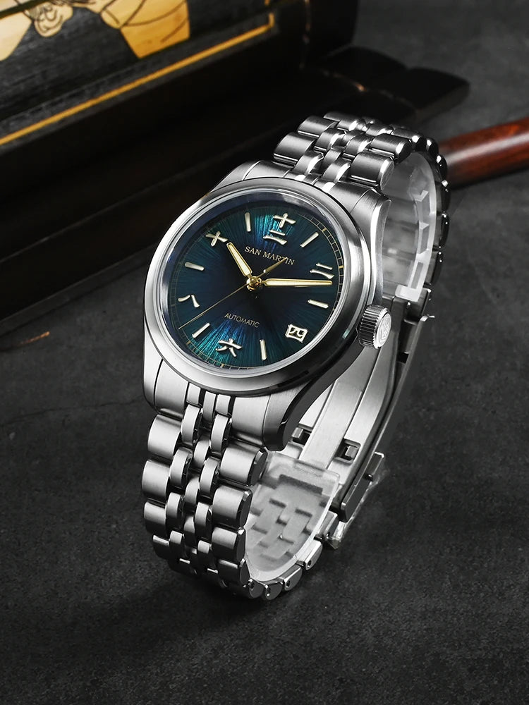 San Martin nuevo reloj Gada de 39mm estilo chino diseño Original Sunburst JianZhan Miyota 90S5 vestido de hombre mecánico automático SN0144