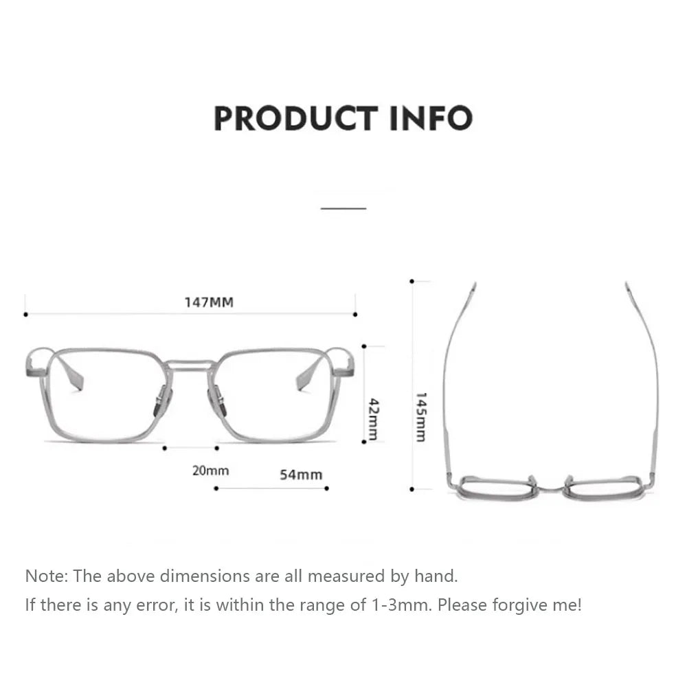 Gafas KLASSNUM para hombre, monturas ópticas de Metal cuadradas Vintage con lentes transparentes para hombre, gafas con lentes de luz azul, diseño de lujo