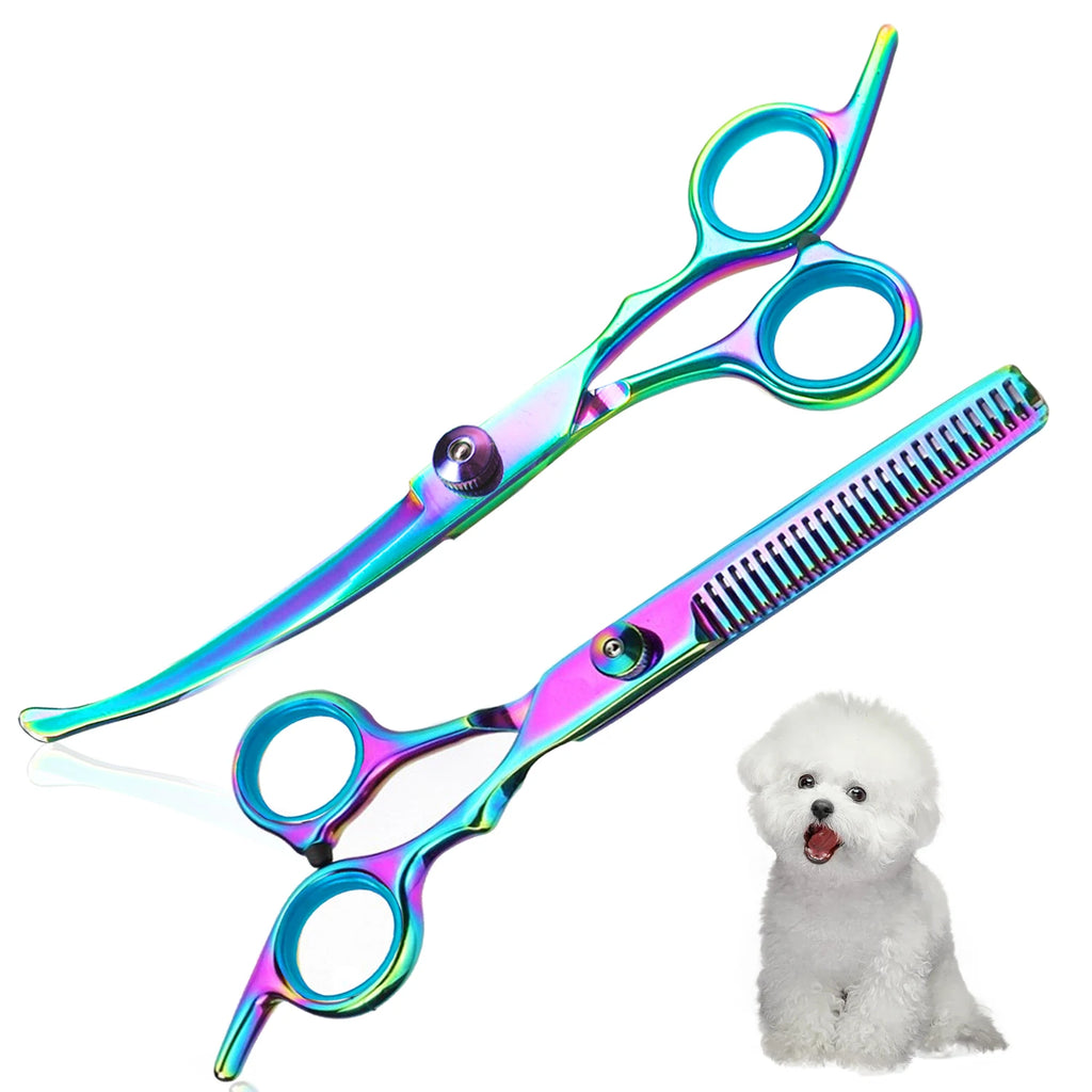 Tijeras profesionales de peluquería para mascotas de acero inoxidable, orientación de la mano derecha, tijeras multiusos para recortar el cabello con cabeza redonda,