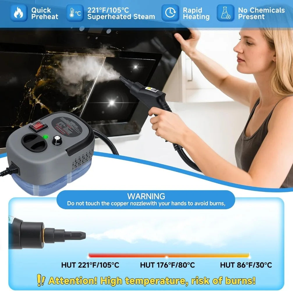 Limpiador a vapor de 2500W, lavadora a presión de alta temperatura, máquina de limpieza a vapor, aire acondicionado, cocina, hogar, coche, limpiador a vapor