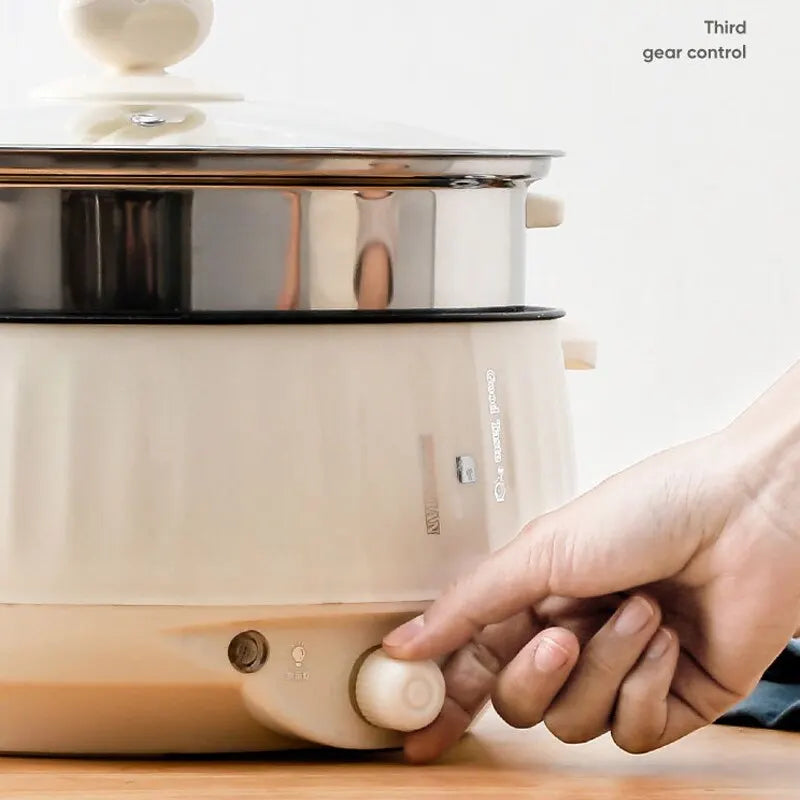 Olla eléctrica de una o doble capa de 1.7L, olla antiadherente para el hogar, olla de arroz, utensilios para cocinar
