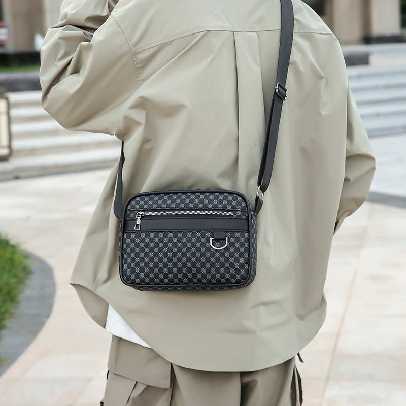 Bolso de hombro con estampado de moda para hombre, bandolera de mensajero de piel sintética, bolso de estilo Vintage para hombre, bolso de hombro, regalo para hombre