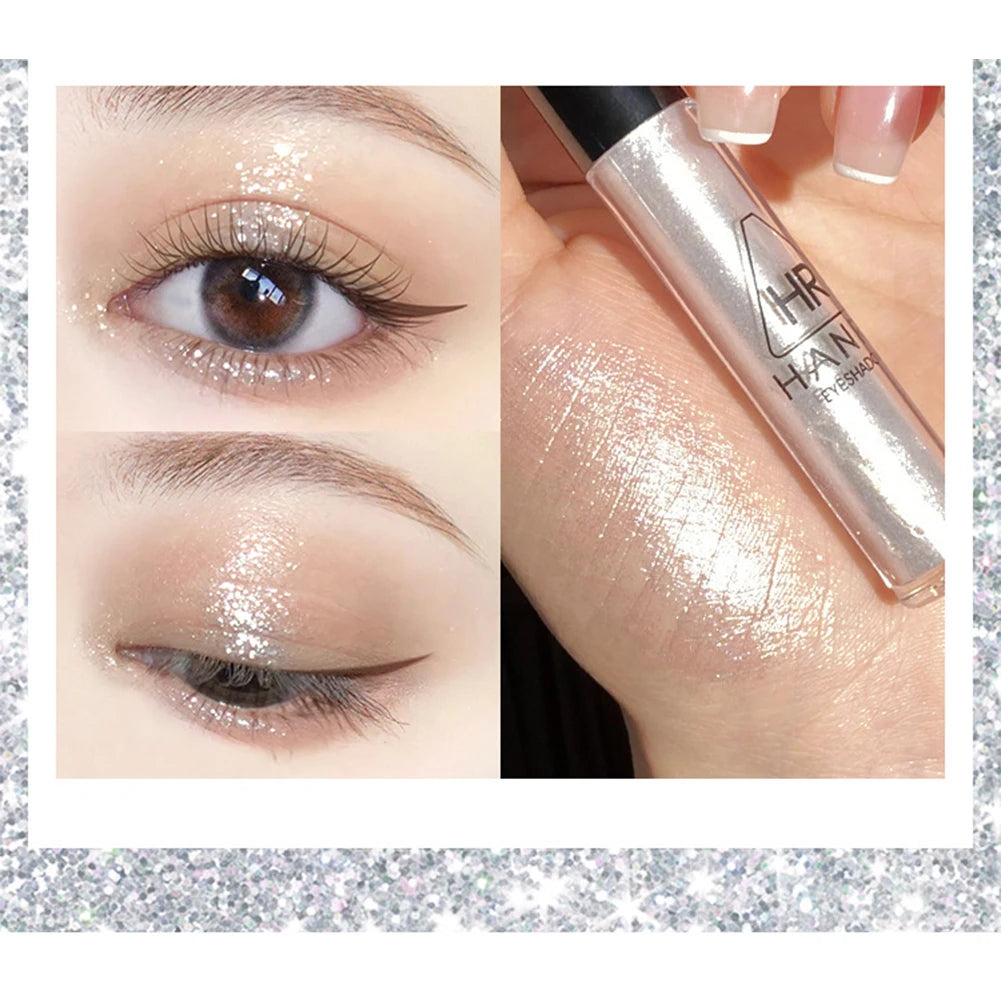Sombra de ojos fina perlada, líquido brillante, maquillaje de ojos resistente al agua, brillo líquido perlado
