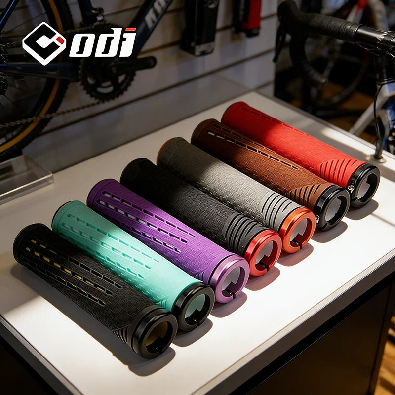 ODI-empuñaduras de bicicleta con bloqueo, empuñaduras ligeras de silicona y fibra de carbono, antideslizantes, absorción de impacto, agarre cómodo, accesorio para bicicleta